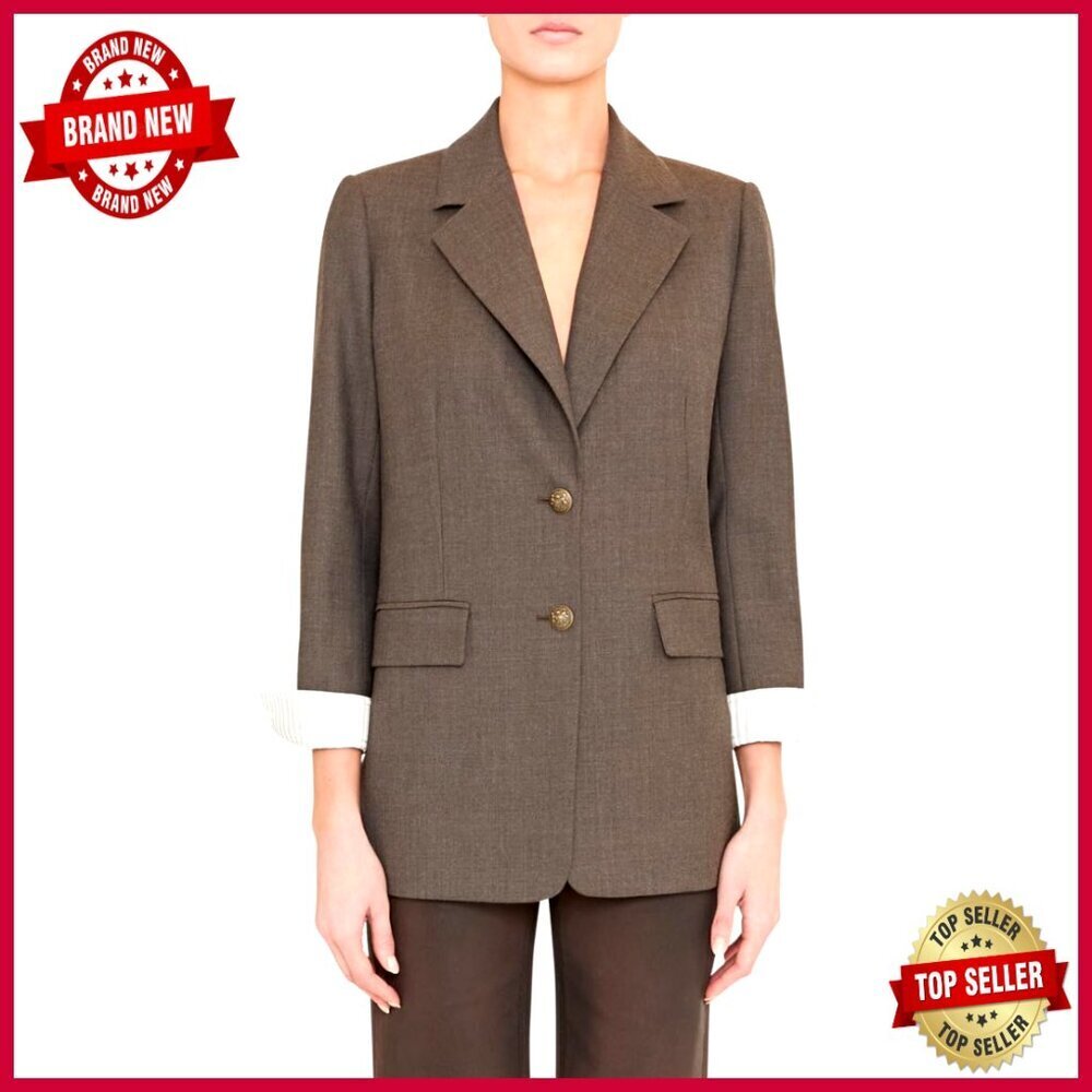 Wool Blend Denim Jacket Long Sleeve Button Front Standard Length